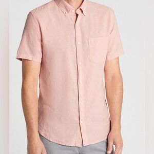 GAP Men's Casual Linen Pink Button Down Shirt Small